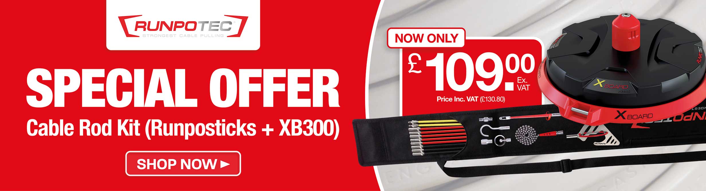 Runpotec Combi Bundle - Cable Rods & XBoard 300 Cable Roller